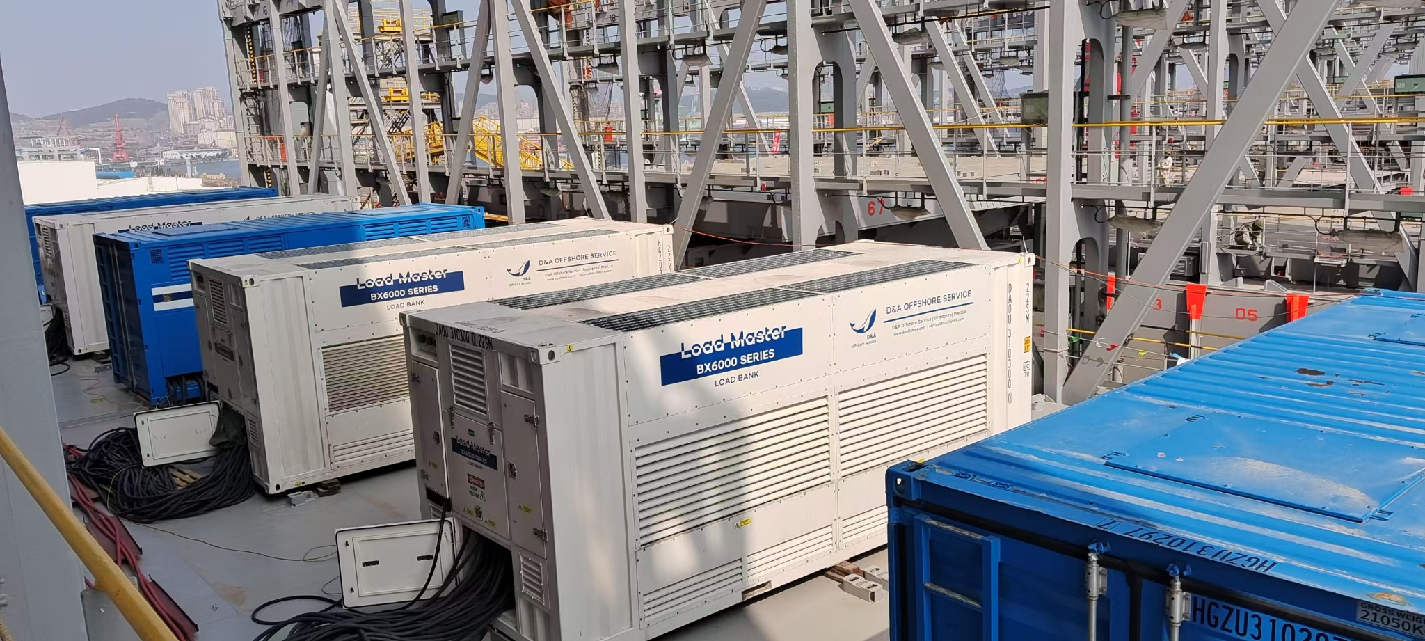 Container vessel load test using load banks